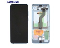 Előlap Samsung Galaxy S20 Plus (SM-G985F) keret + LCD kijelző (érintőkijelző) GH82-GH82-31442D kék - bontott
